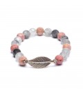 Bracelet en Rhodonite et Quartz gris  8 mm