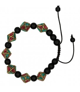 Bracelet Turquoise corail et Agate noire