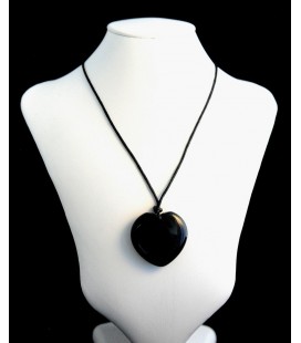Pendentif cœur en onyx noir avec cordon