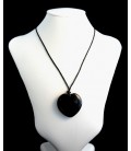 Pendentif cœur en onyx noir avec cordon
