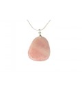 Pendentif pierre percée plate avec anneau en Quartz Rose
