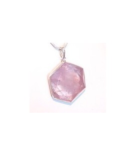 Pendentif 6 côtés cerclé argent améthyste