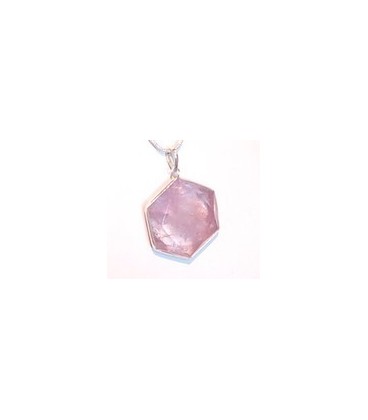 Pendentif 6 côtés cerclé argent améthyste