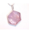 Pendentif 6 côtés cerclé argent améthyste